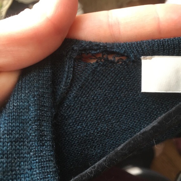 Dark teal merino wool blend LOFT sweater dress - Picture 3 of 4